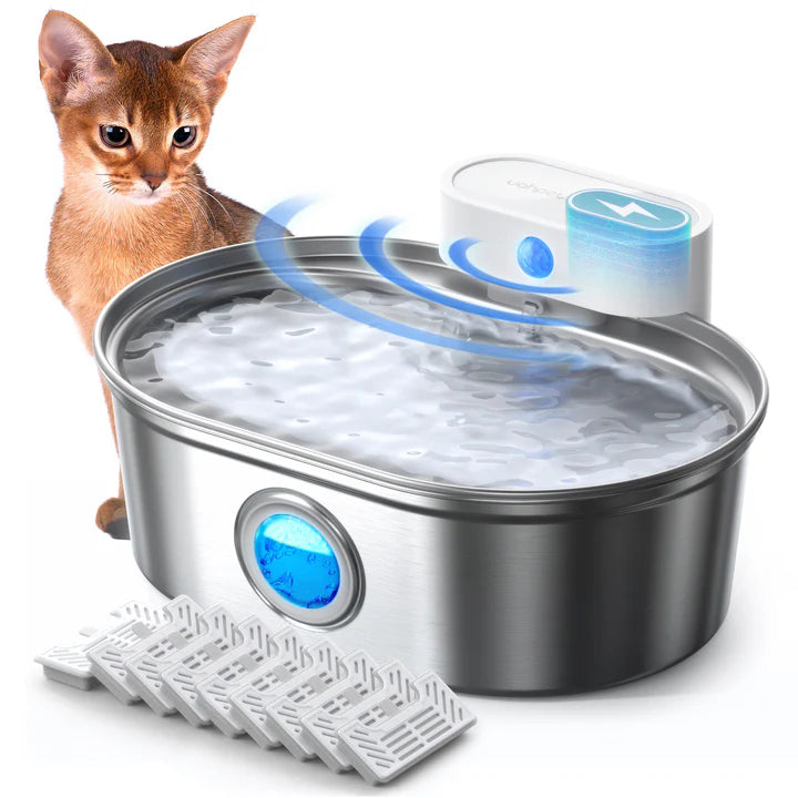 UAHPET 2025 Upgrade Visible Stainless Steel Cat Water Fountain Pro