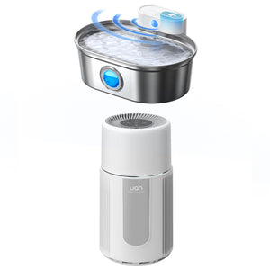 uahpet Stainless Steel Cat Fountain Pro and Pet Air Purifier Cat Care Set